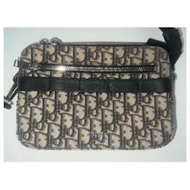 Christian Dior-Dior Oblique beige and black Jacquard Safari shoulder bag-Black,Beige