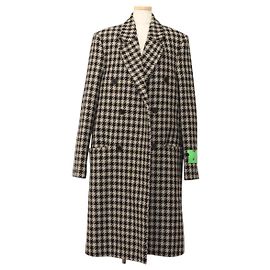 Off White Off-White Chester Mantel Jacke aus Wolle mit Versetztem Muster Schwarz Auth ym005M Schwarz