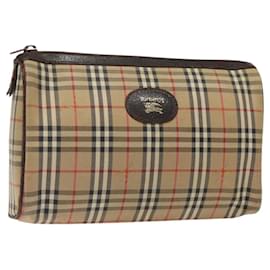 Autre Marque-Burberrys Nova Check Clutch Bag Canvas Beige Auth bs25814-Beige