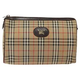 Autre Marque-Burberrys Nova Check Clutch Bag Canvas Beige Auth bs25814-Beige