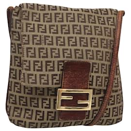 Fendi-Sac à bandoulière en toile Zucchino FENDI marron noir Auth bs25758-Marron,Noir