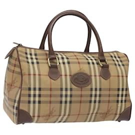 Autre Marque-Burberrys Nova Check Hand Bag PVC Beige Gold Auth 122645-Beige,Golden