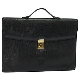 LOEWE Anagram Sac d'Affaires Cuir Noir Or Auth sw696 Noir Doré