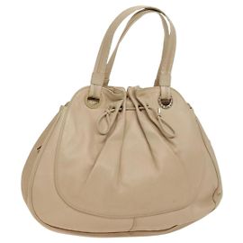 Bulgari Tote Bag aus Leder beige gold Auth BA1803 Beige Golden