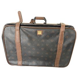 Mala Christian Dior de couro marrom Marrom