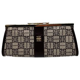 Vintage Givenchy Leder Monogram Clutch Weiß