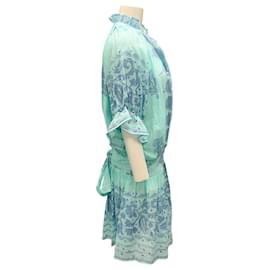 Juliet Dunn-Juliet Dunn London Blue / Royal Blue Dhaka Print Blouson Dress-Blue
