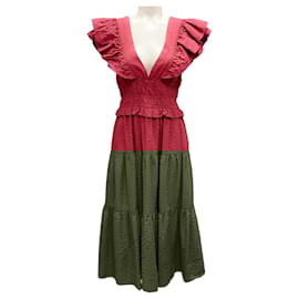 Sea New York-Sea New York Red Cotton Pique Midi Dress-Red