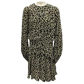 No 21-No. 21 Black / Yellow 2018 Star Print Silk Dress-Black