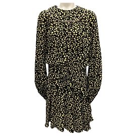 No 21 Seidenkleid mit Sternenprint schwarz / gelb 2018 Nr. 21 Schwarz