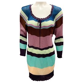 Pull en tricot multicolore rayé Missoni mauve / bleu / vert Multicolore