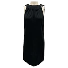 Yigal Azrouel-Yigal Azrouel Black Sleeveless Lamb Leather and Jersey Dress-Black