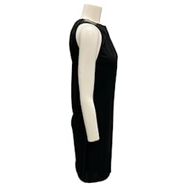 Yigal Azrouel-Yigal Azrouel Black Sleeveless Lamb Leather and Jersey Dress-Black