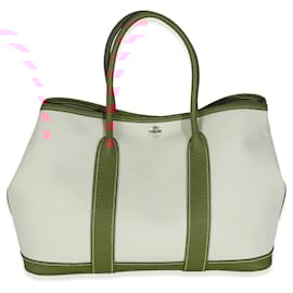 Hermès-Hermès Rose Sakura Rouge Duchesse Toile Militaire Vache Country Garden Party 30-Rose
