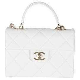 Chanel-Sac à main mini flap rétro en caviar matelassé blanc Chanel-Blanc