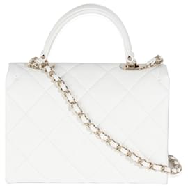 Chanel-Sac à main mini flap rétro en caviar matelassé blanc Chanel-Blanc