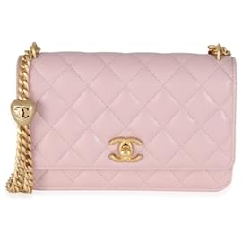 Chanel-Chanel Pink Quilted Caviar Sweetheart Wallet On Chain-Pink