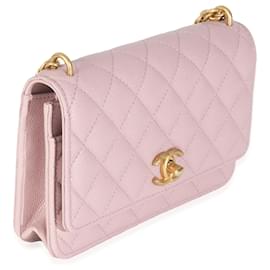 Chanel-Chanel Pink Quilted Caviar Sweetheart Wallet On Chain-Pink