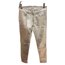 Zadig & Voltaire Silver Lambskin Leather Pants Silvery