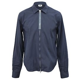 Camisa com zíper Hermès em algodão azul marinho Azul Azul marinho