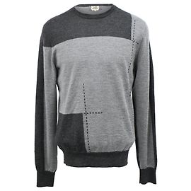 Suéter de lã cinza com blocos de cor Hermès Cinza