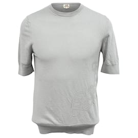 Hermès- Hermès Knitted Short Sleeve Top in Grey Cotton-Grey