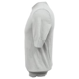 Hermès- Hermès Knitted Short Sleeve Top in Grey Cotton-Grey
