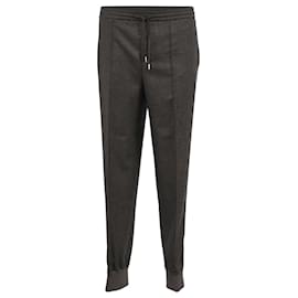 Hermès-Pantalons de jogging à cordon Hermès en laine marron-Marron,Rouge
