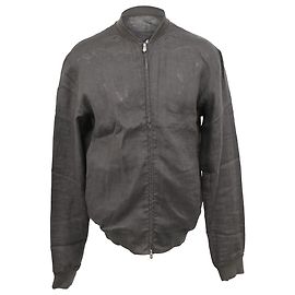 Veste bomber zippée Hermès en lin gris Gris