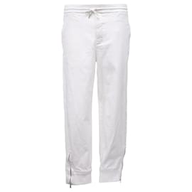 Hermès-Pantalon droit à cordon de serrage Hermès en coton blanc-Blanc,Écru