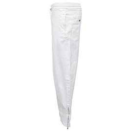 Hermès-Pantalon droit à cordon de serrage Hermès en coton blanc-Blanc,Écru