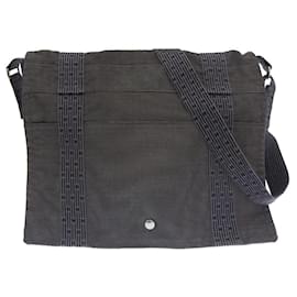 Hermès-Sac à épaule en toile Bazas MM d'Hermès-Gris
