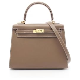 Hermès-Hermes Kelly 25 Handbag Beige-Brown,Beige