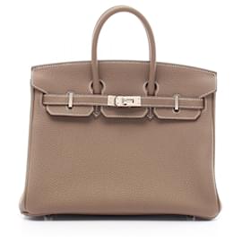 Hermès-Sac à main Hermes Birkin 25 Togo Beige-Marron,Beige