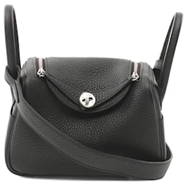Hermès-Hermes Lindy Mini Shoulder Bag Black-Grey