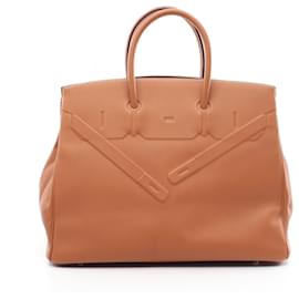Hermès-Hermes Shadow Birkin 35 Leather Handbag-Brown