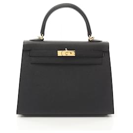 Hermès-Sac à main Hermes Kelly 25 Noir-Noir