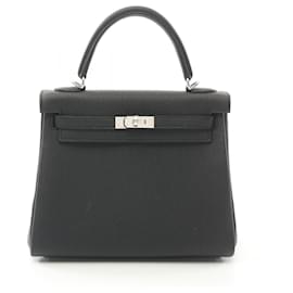 Hermès-Sac à main Hermes Kelly 25 Togo Noir-Noir