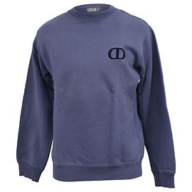 Maglione in cotone blu navy con logo CD di Dior Blu Blu navy