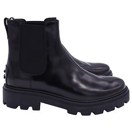Chelsea-Stiefel aus schwarzem Leder mit eingeprägtem Tod's-Logo Schwarz