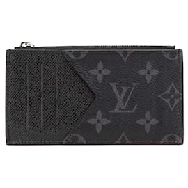 Louis Vuitton-Louis Vuitton Black Taigarama Coin Card Holder-Black