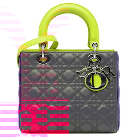 Dior-Dior Pink Medium Tricolor Lambskin Cannage Lady Dior-Pink