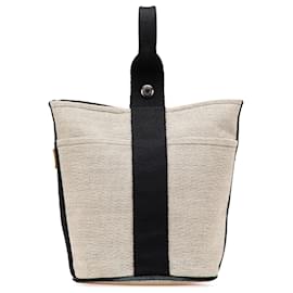 Hermès-Hermès Toile Saxo PM Grise-Marron,Noir
