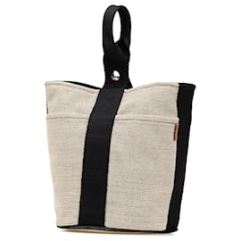 Hermès-Hermès Gray Toile Saxo PM-Brown,Black