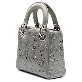 Dior-Dior Gray Mini Satin Cannage Strass Crystal Embellished Lady Dior-Brown