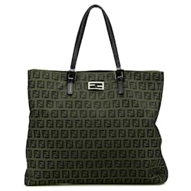 Fendi-Fendi Brown Zucchino Canvas Tote-Brown