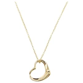 Tiffany & Co-Tiffany Gold 18K Yellow Gold Small Elsa Peretti Open Heart Pendant Necklace-Golden