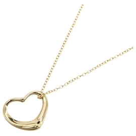 Tiffany & Co-Tiffany Gold 18K Yellow Gold Small Elsa Peretti Open Heart Pendant Necklace-Golden