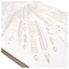 Hermès-Hermès White Please Hold The Line Silk Scarf-White
