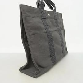 Hermès-Sac Tote Air Line MM en toile grise de Hermès-Marron